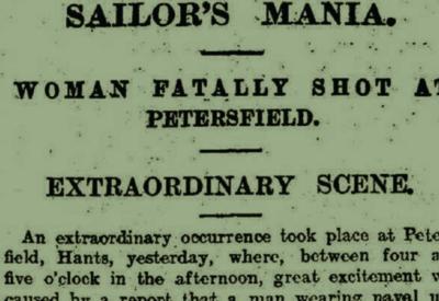Newspaper headline for the 'Mad Sailor' of Petersfield.