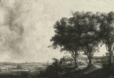 Drypoint etching of a landscape