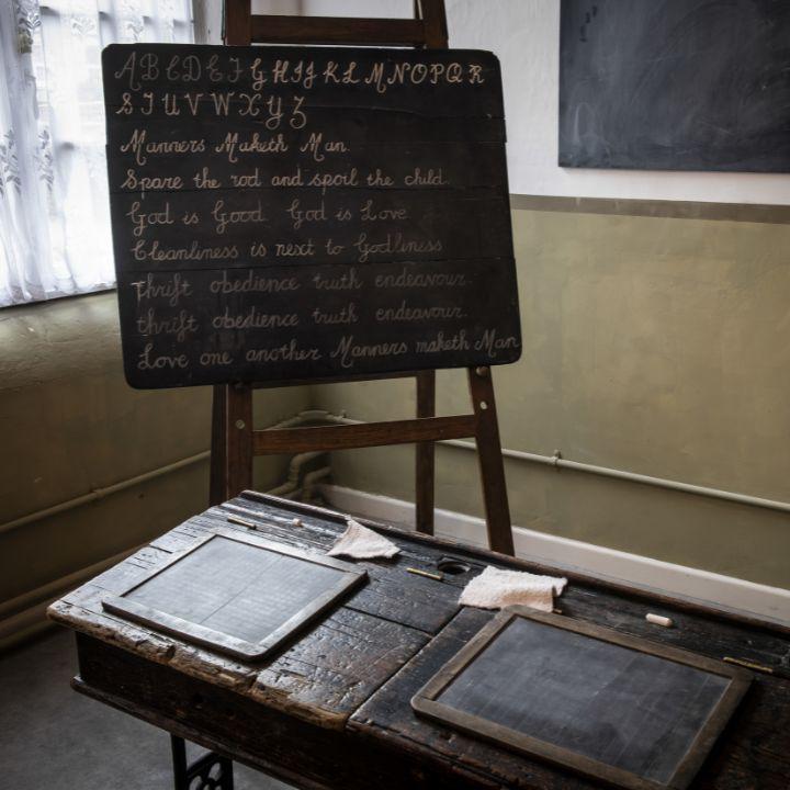 Black board in a Victorian school room