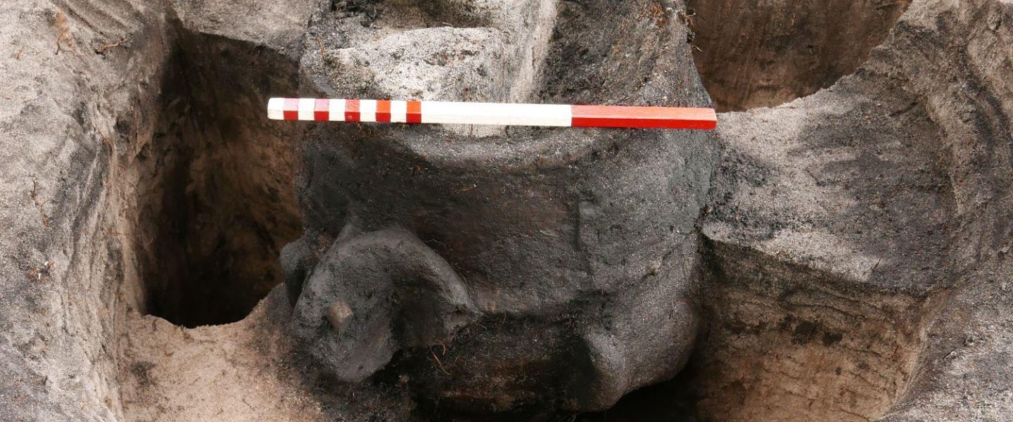 Archaeology site image of burial urn